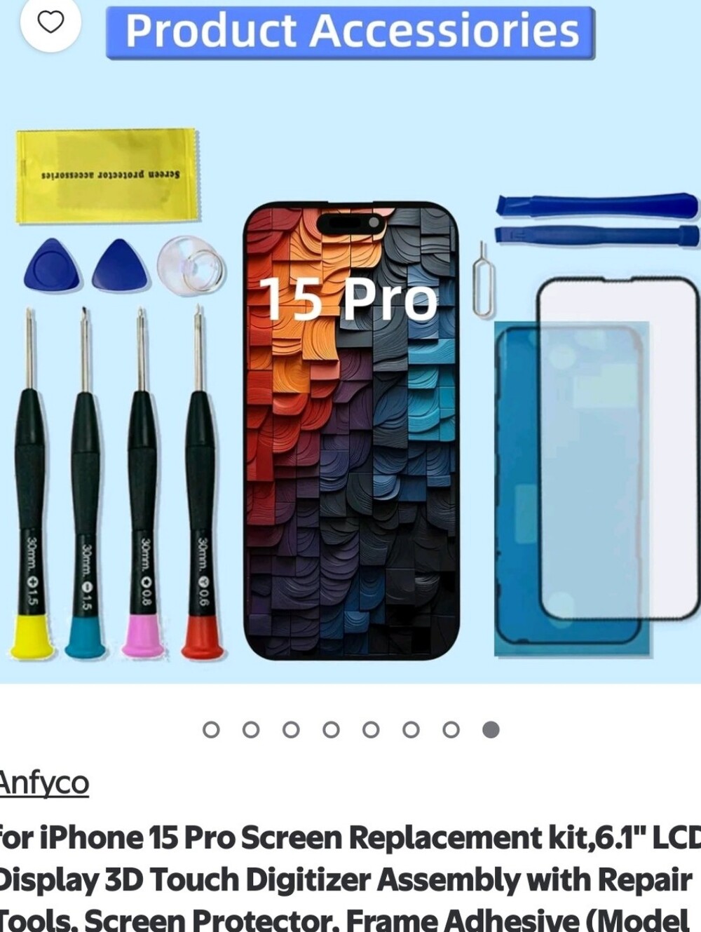 New in box iPhone 15 pro screen replacement kit